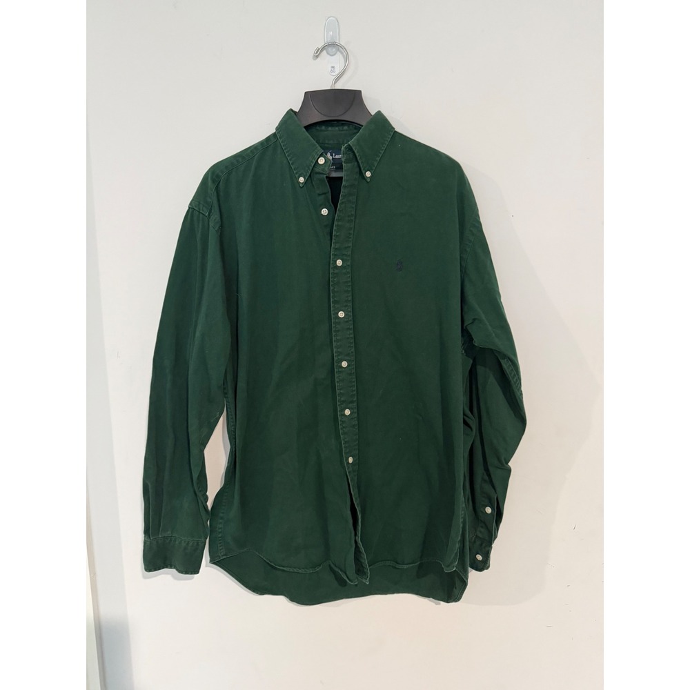 Polo Ralph Lauren Blake Mens Large Forest Green Cotton Twill Button Down Shirt